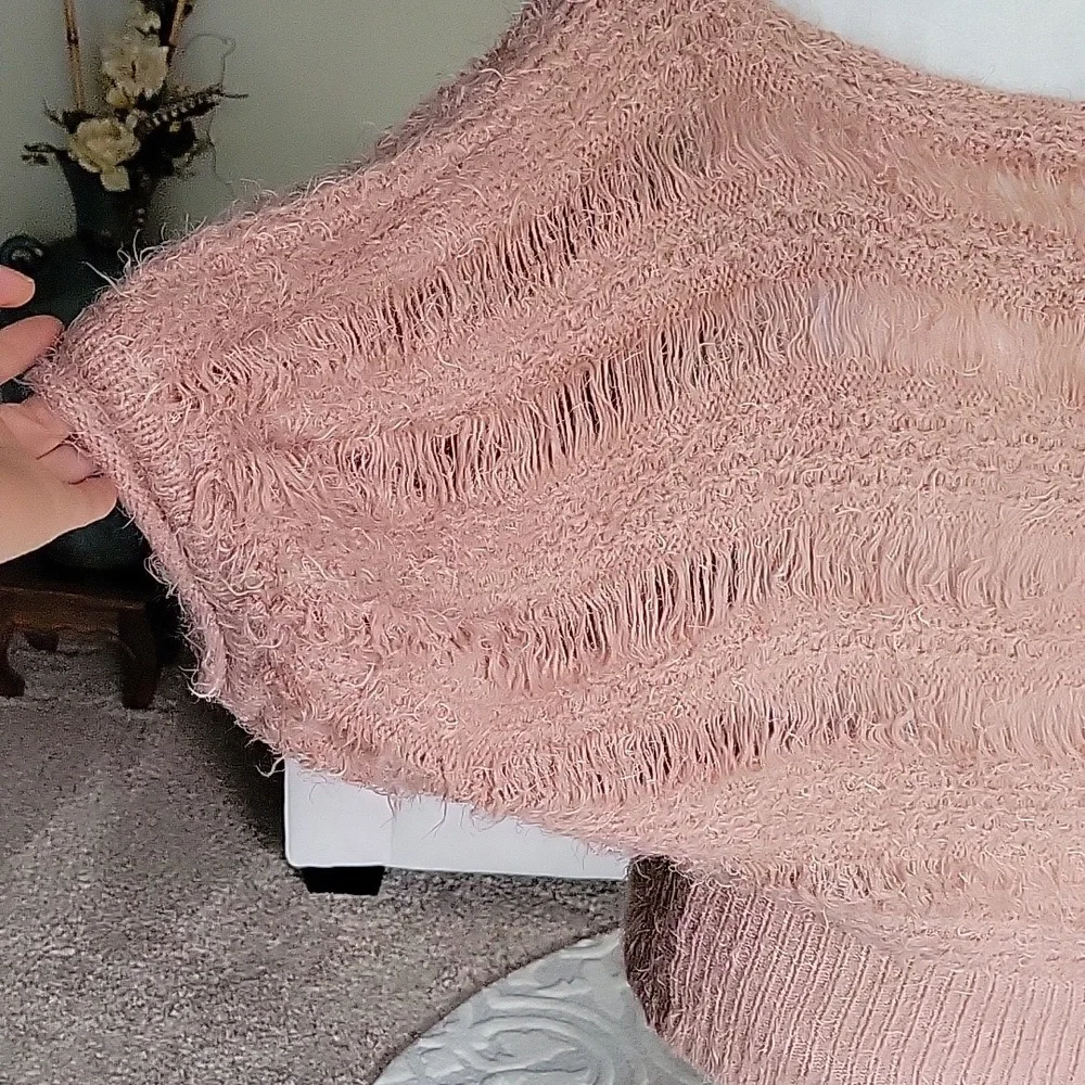 Puff & Bear Blush / Peach Color Fuzzy Sweater - Picture 6 of 10